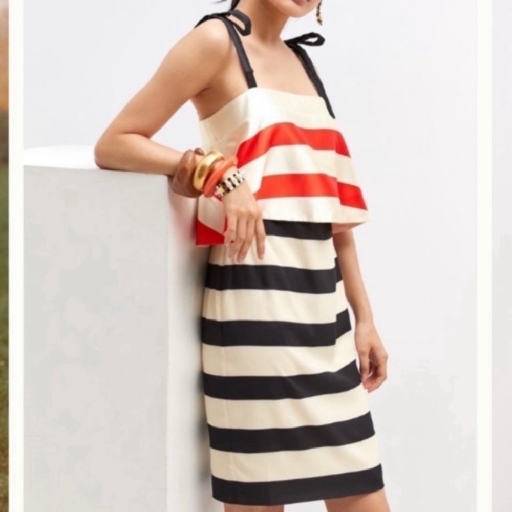 Anthropologie Mare Mare Dress Striped Mini Satin - Picture 2 of 8